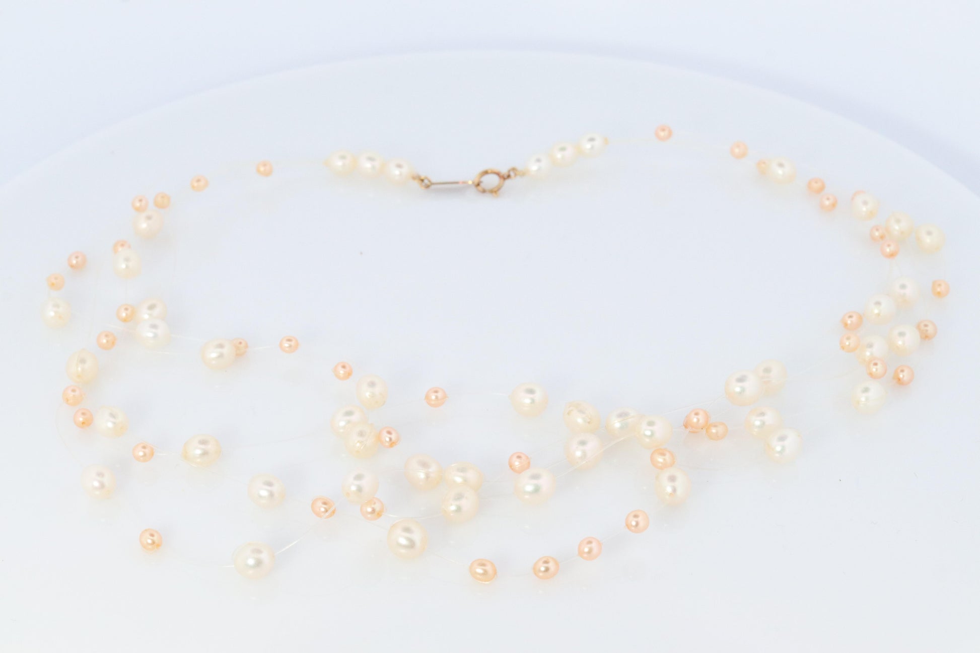 Tasaki Necklace. 18k Tasaki Invisible Pearl Multi Strand Necklace