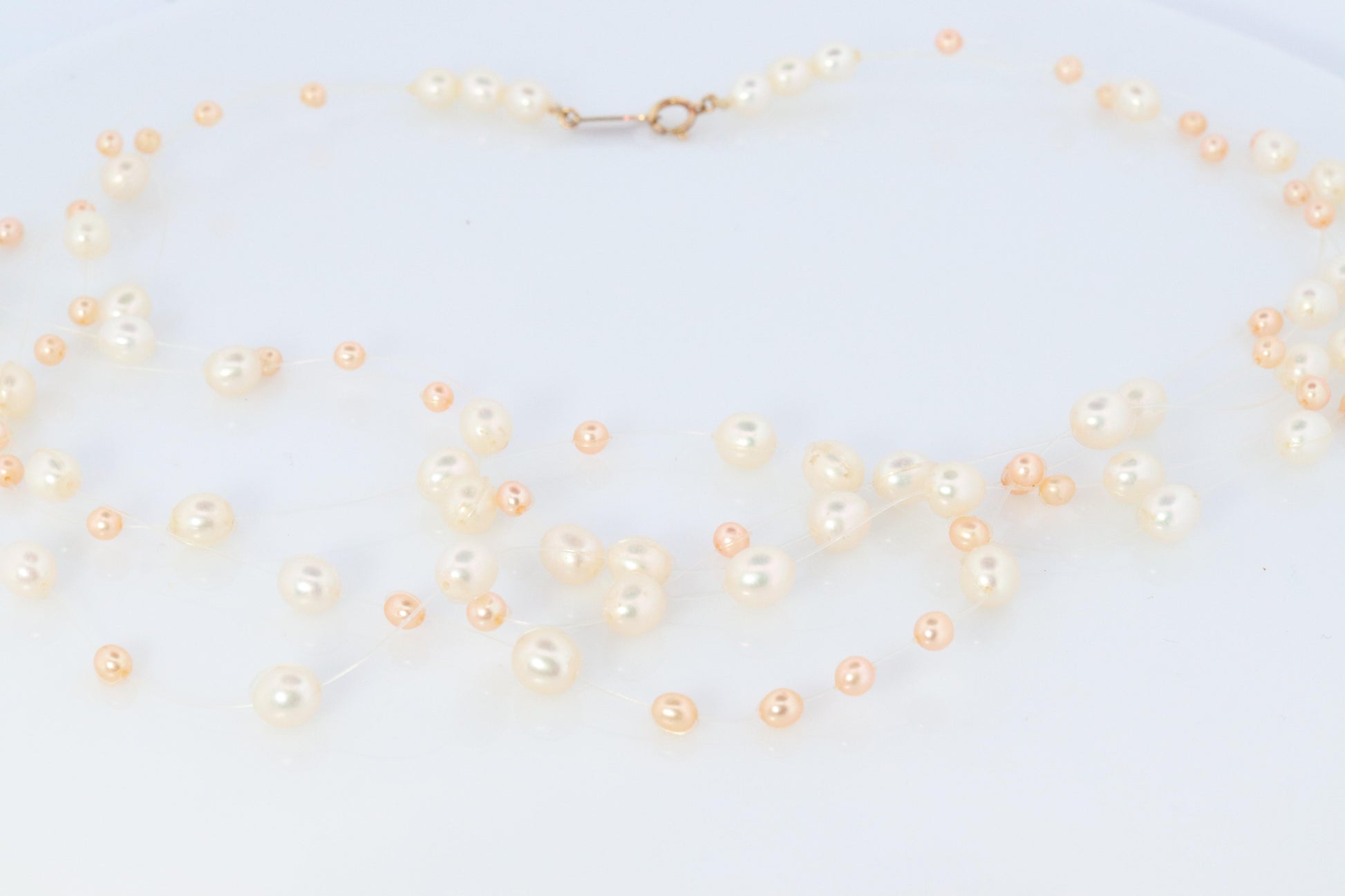 Tasaki Necklace. 18k Tasaki Invisible Pearl Multi Strand Necklace