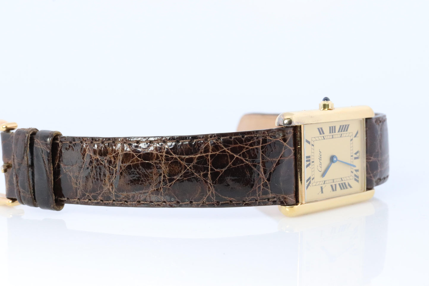 Vintage Must de Cartier Trinity Tank Watch. 925 Vermeil ARGENT Champagne Tank.