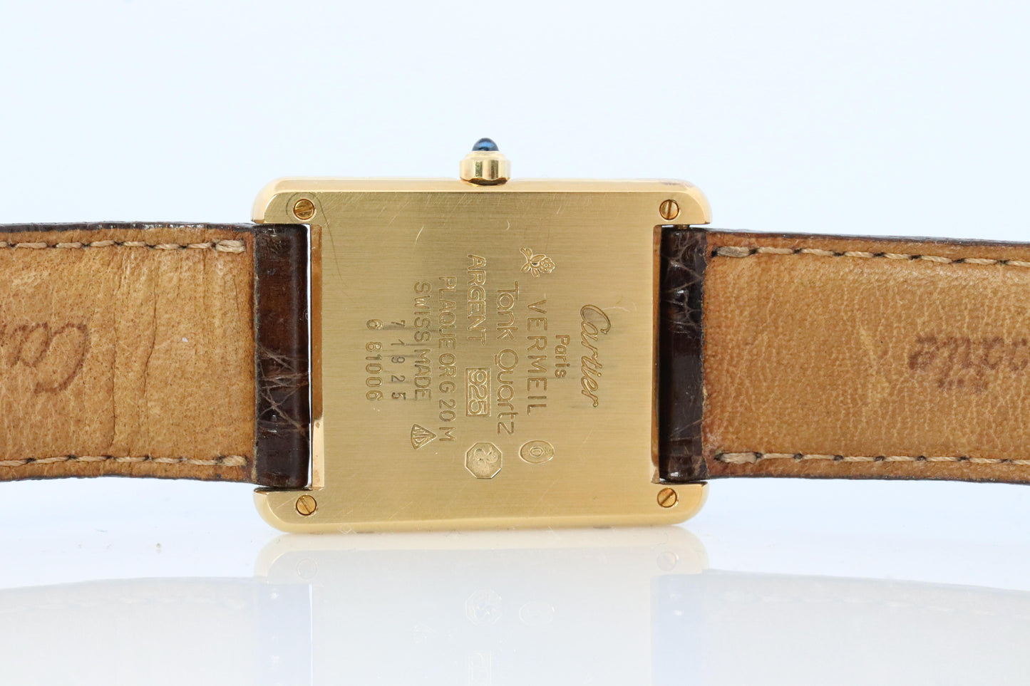 Vintage Must de Cartier Trinity Tank Watch. 925 Vermeil ARGENT Champagne Tank.