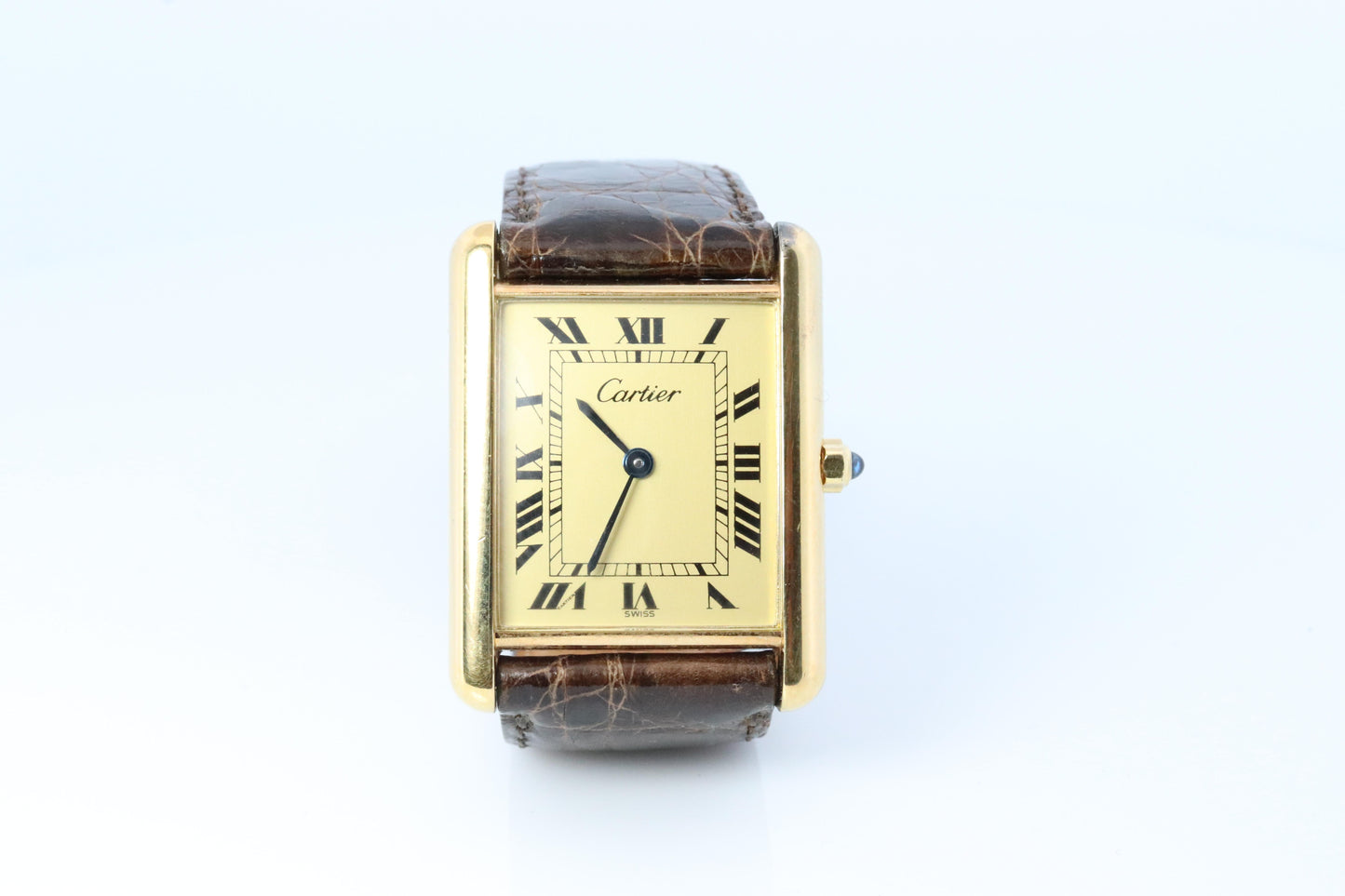 Vintage Must de Cartier Trinity Tank Watch. 925 Vermeil ARGENT Champagne Tank.