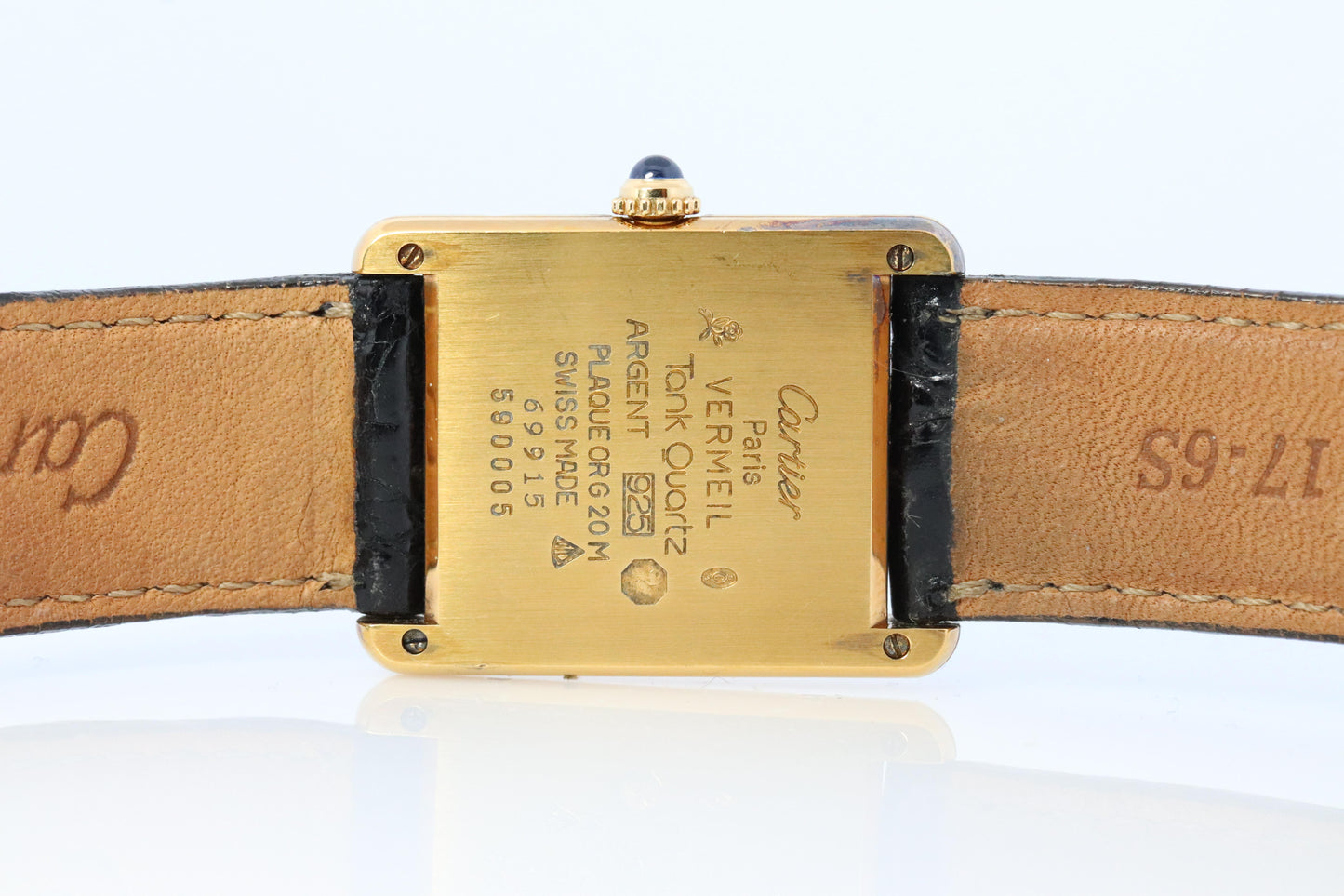 Vintage Must de Cartier Trinity Tank Watch. 925 Vermeil ARGENT Gray White Dial.