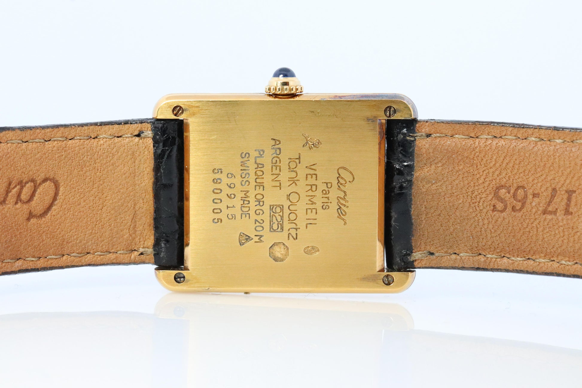 Vintage Must de Cartier Trinity Tank Watch. 925 Vermeil ARGENT Gray White Dial.
