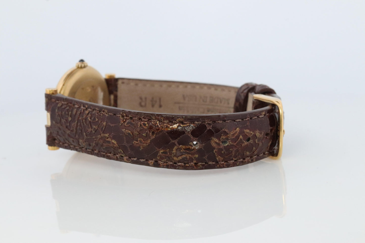 Genuine Cartier Watch. Must de Cartier Vendome Round Argent Vermeil Brown ladies