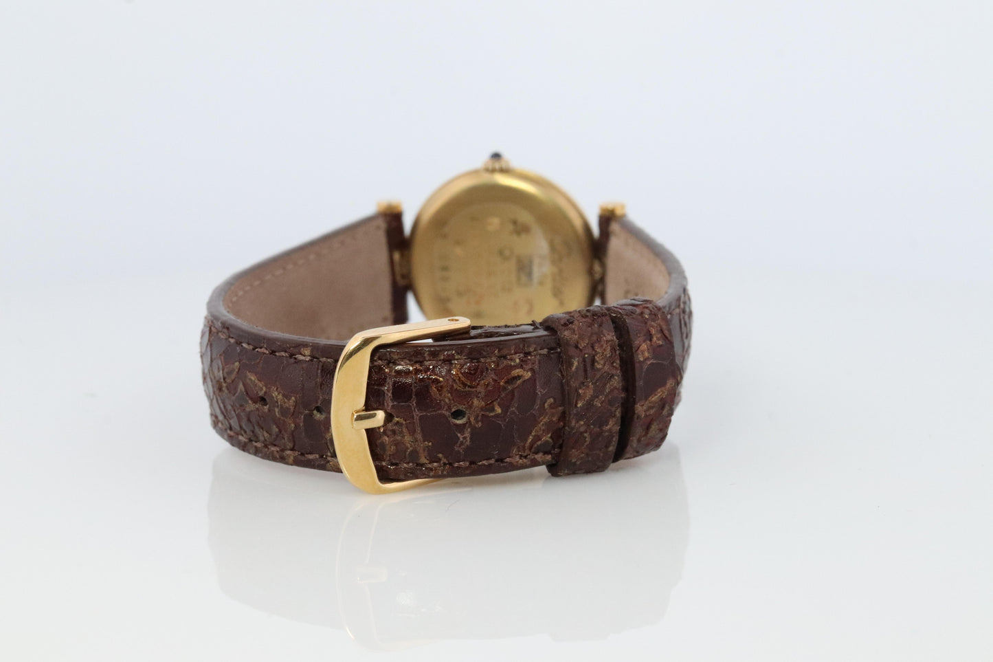 Genuine Cartier Watch. Must de Cartier Vendome Round Argent Vermeil Brown ladies