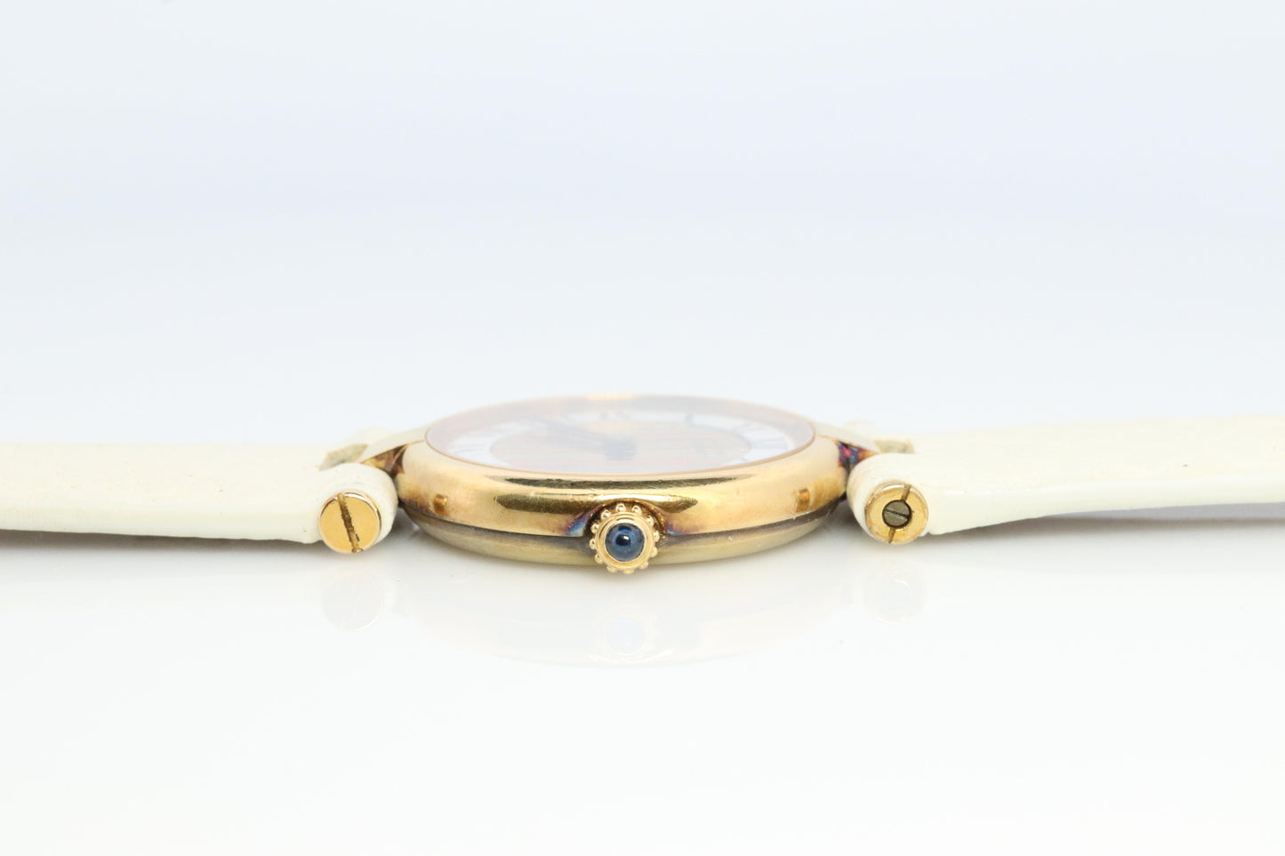 Genuine Cartier Watch. Must de Cartier Vendome Round Argent Vermeil Trinity Face