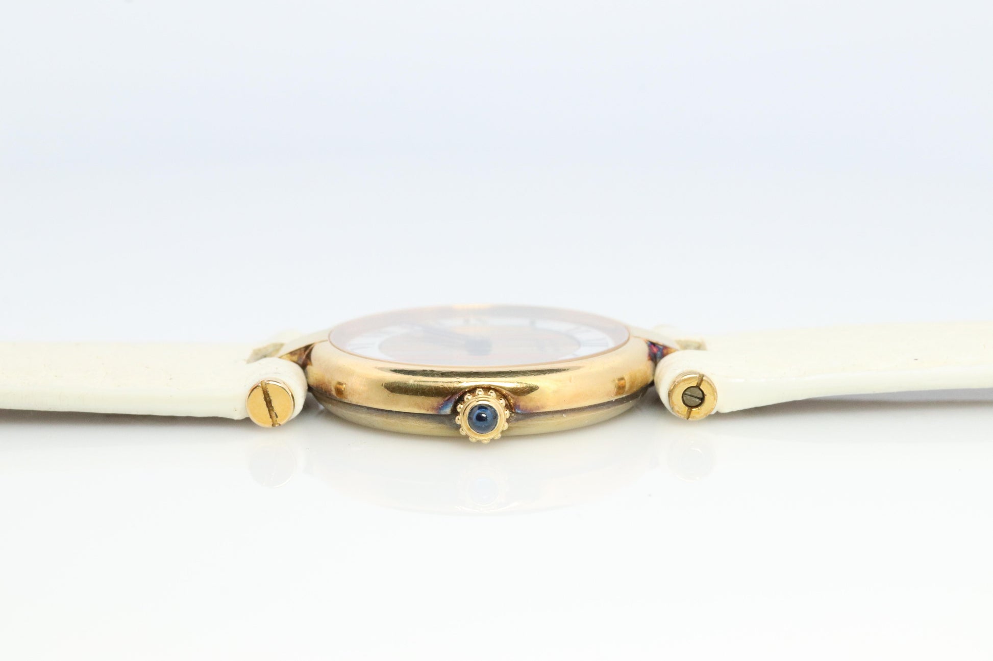 Genuine Cartier Watch. Must de Cartier Vendome Round Argent Vermeil Trinity Face