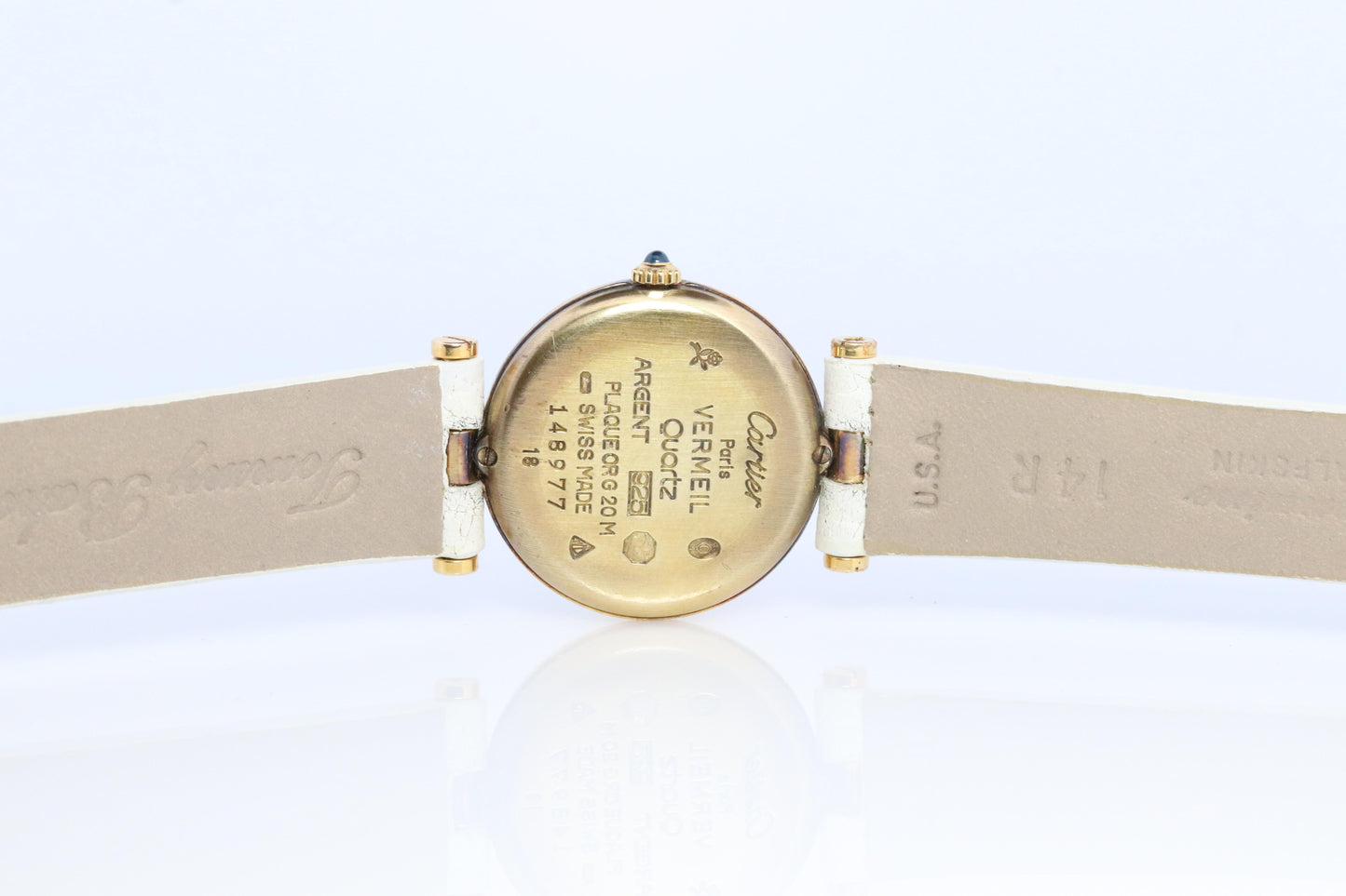 Genuine Cartier Watch. Must de Cartier Vendome Round Argent Vermeil Trinity Face