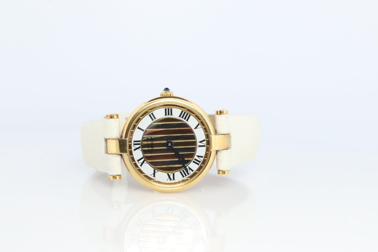 Genuine Cartier Watch. Must de Cartier Vendome Round Argent Vermeil Trinity Face
