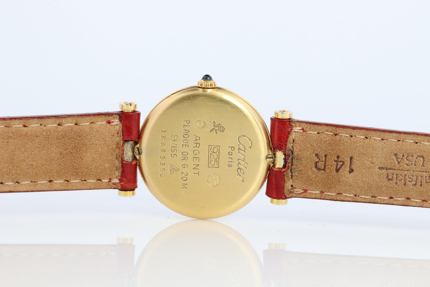 Genuine Cartier Watch. Must de Cartier Vendome Round Argent Vermeil White Face