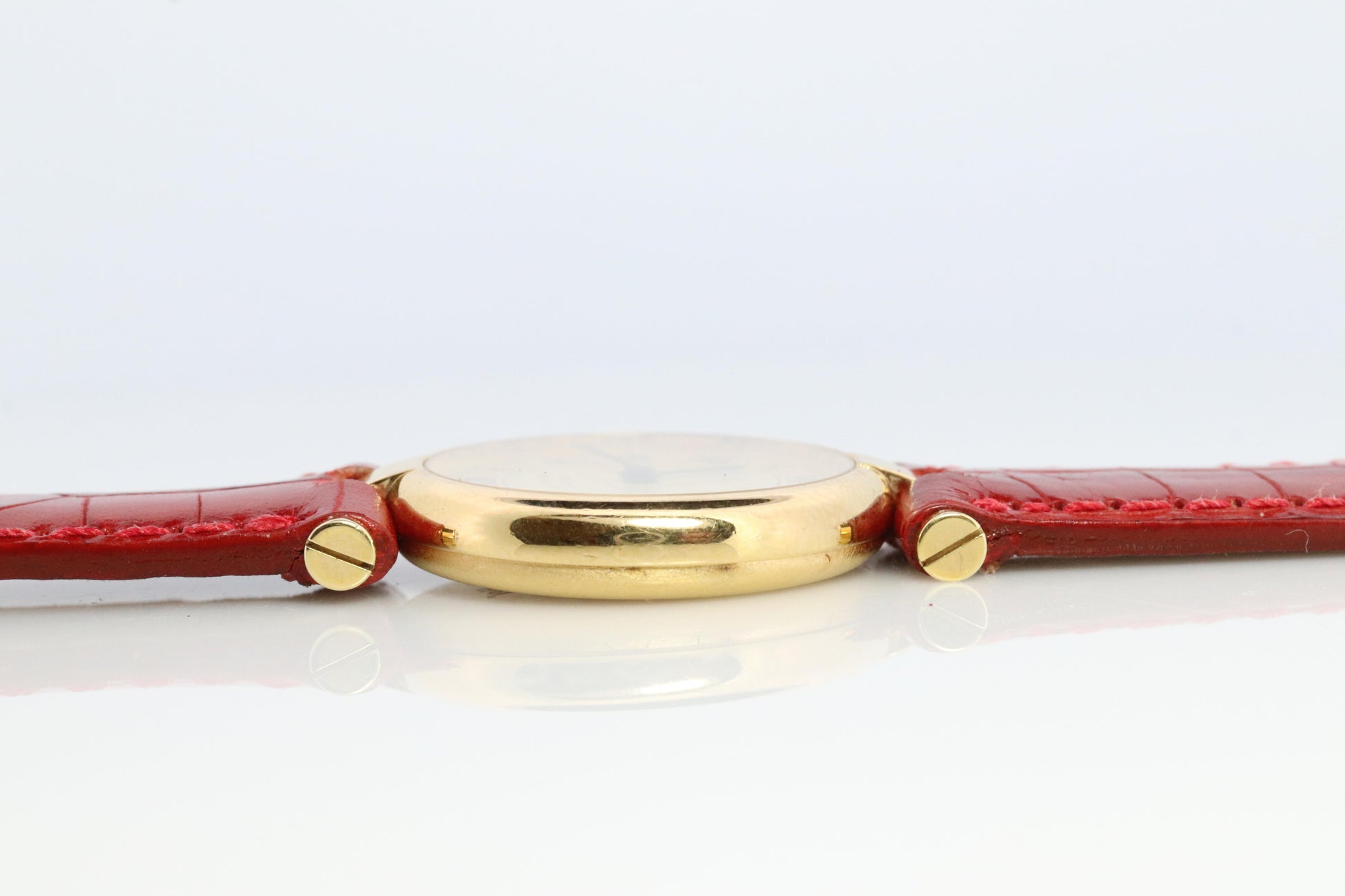 Genuine Cartier Watch. Must de Cartier Vendome Round Argent Vermeil White Face