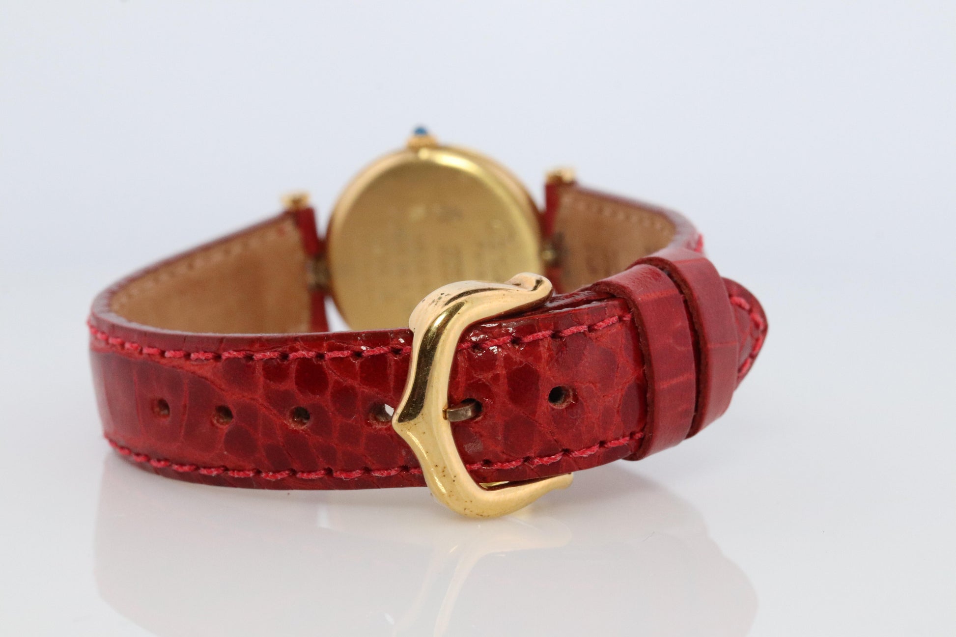 Genuine Cartier Watch. Must de Cartier Vendome Round Argent Vermeil White Face