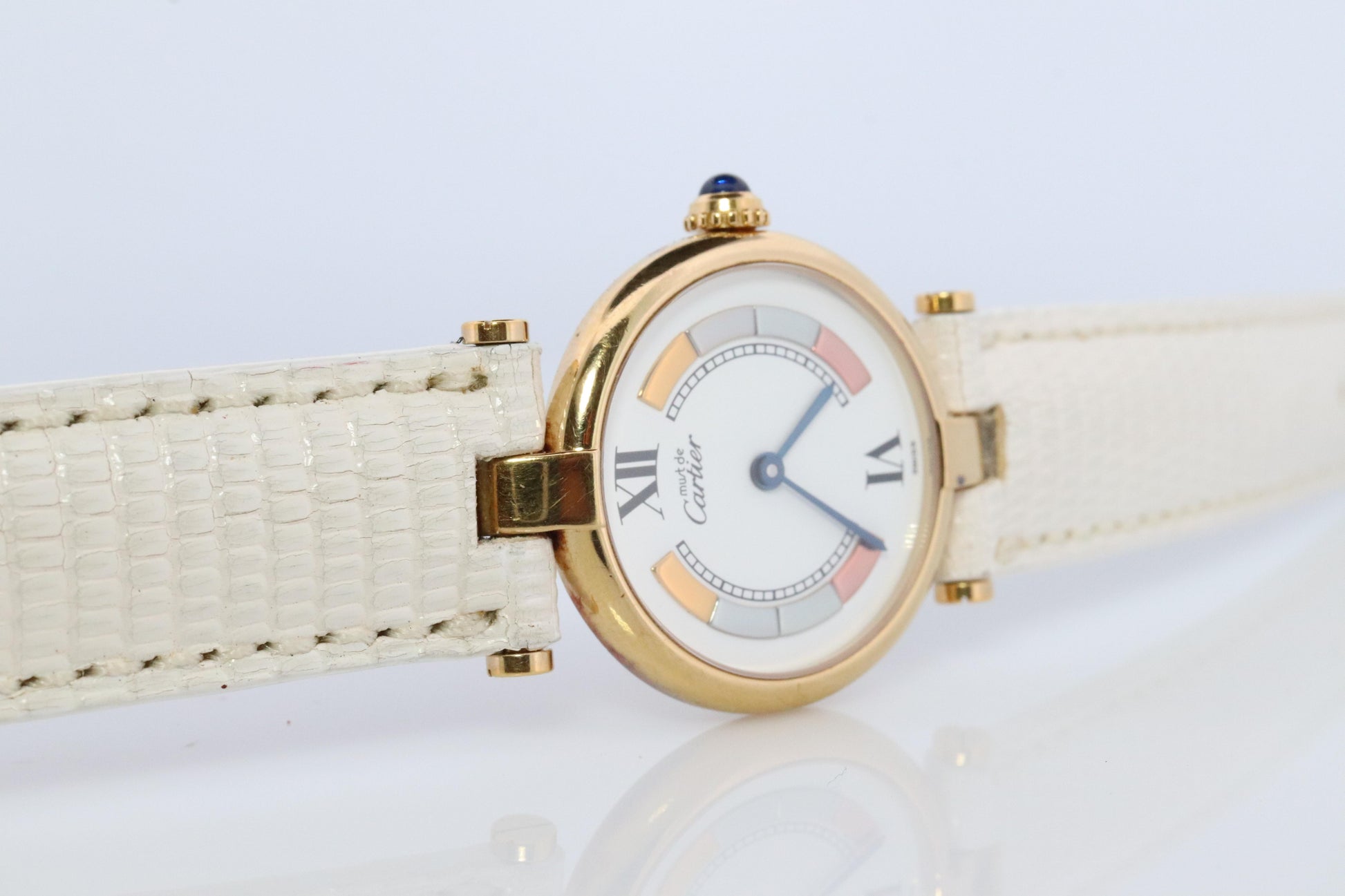 Genuine Cartier Watch. Must de Cartier Vendome Round Argent Vermeil Tricolor