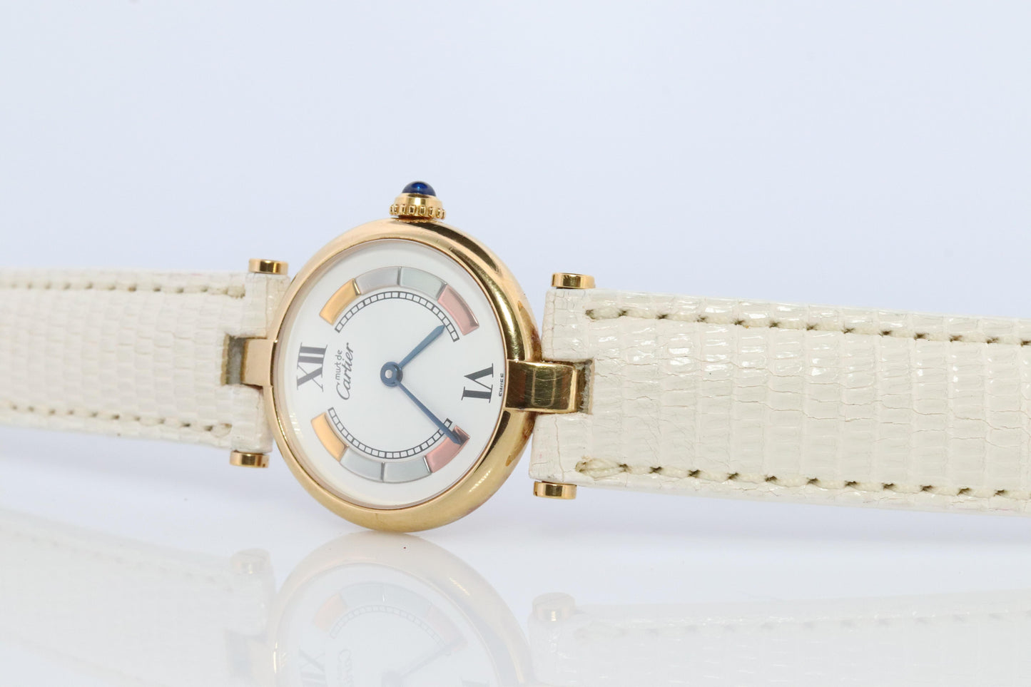 Genuine Cartier Watch. Must de Cartier Vendome Round Argent Vermeil Tricolor