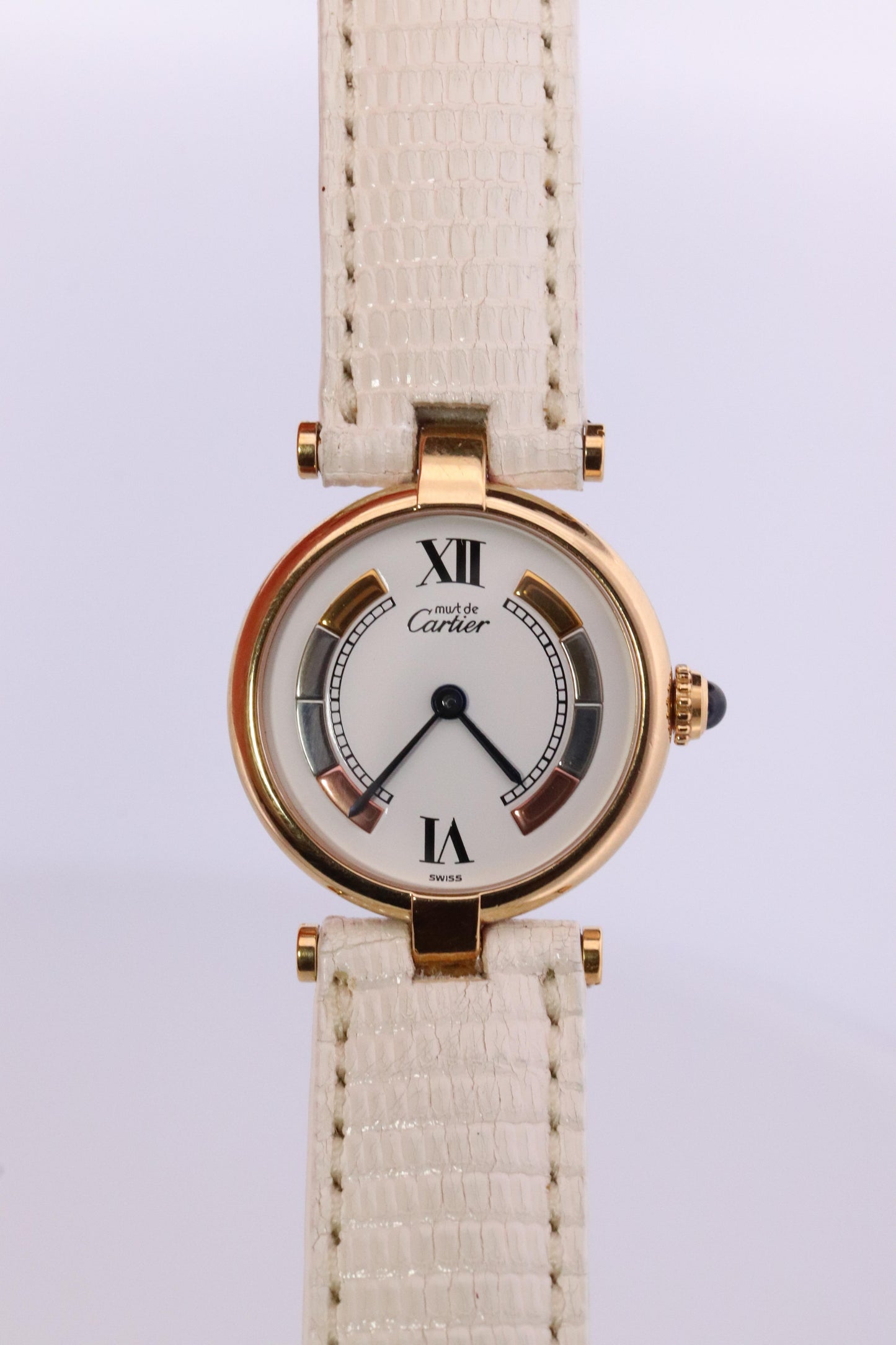 Genuine Cartier Watch. Must de Cartier Vendome Round Argent Vermeil Tricolor