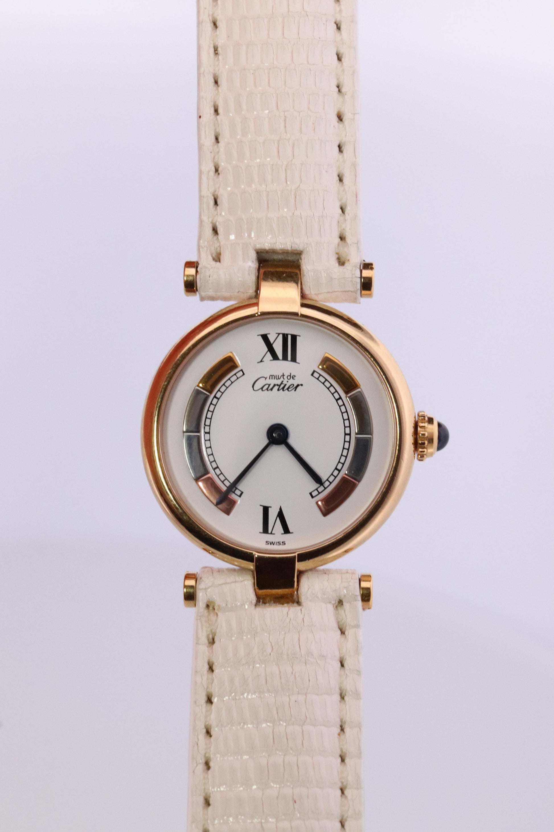 Genuine Cartier Watch. Must de Cartier Vendome Round Argent Vermeil Tricolor
