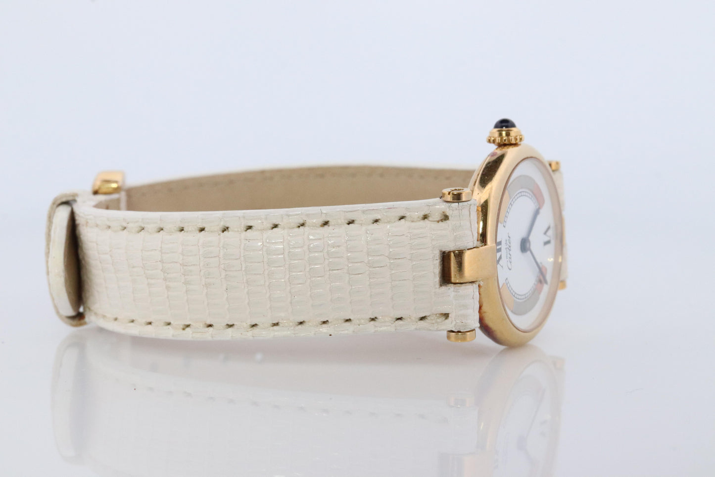 Genuine Cartier Watch. Must de Cartier Vendome Round Argent Vermeil Tricolor