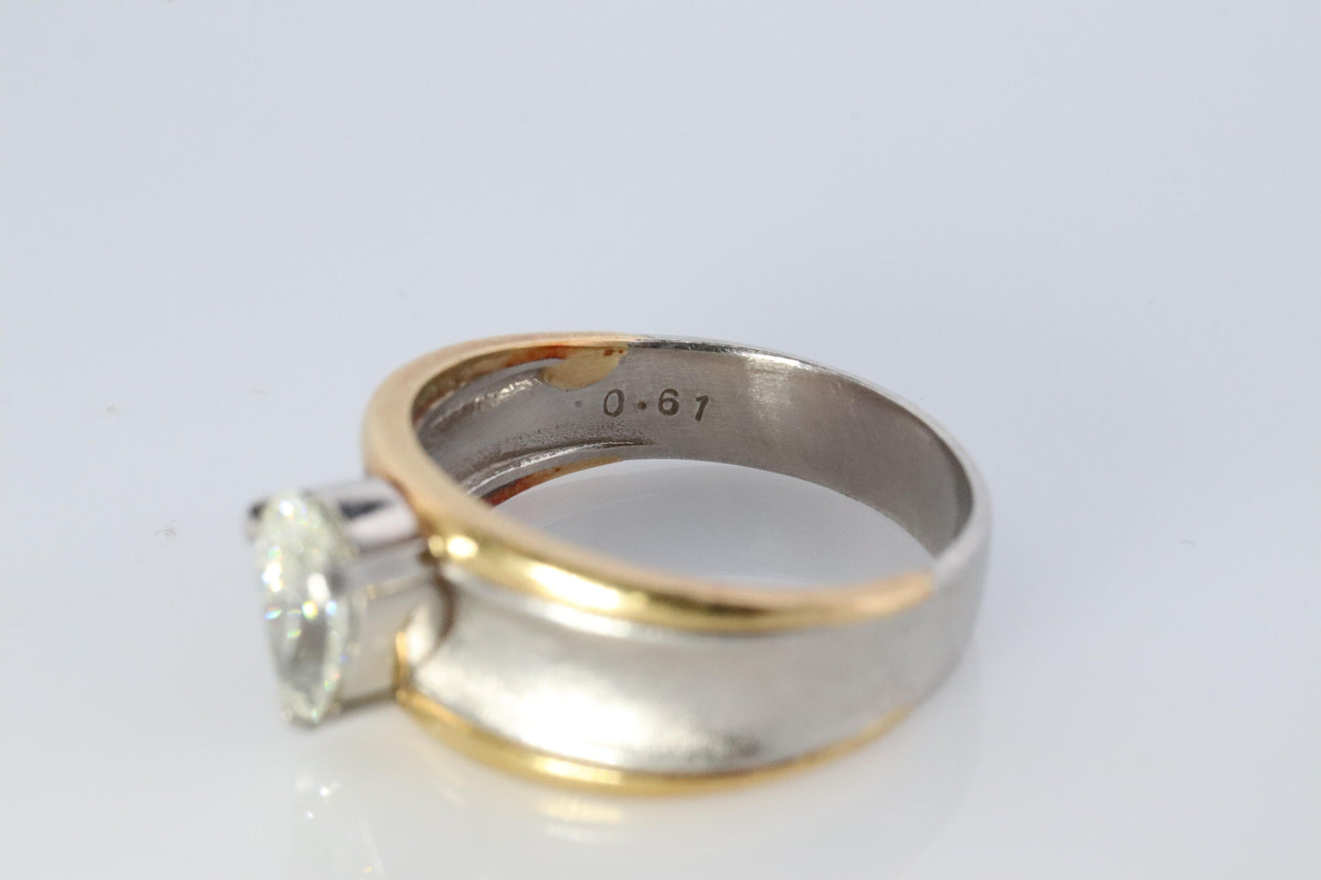 18k Gold LARGE Diamond Pear engagement ring. Platinum and 18k Diamond Solitaire