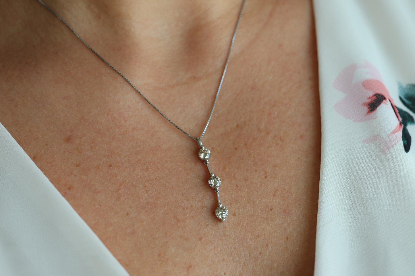 Diamond Dangle Journey pendant Platinum Pt900 diamond 1CTW Journey Necklace