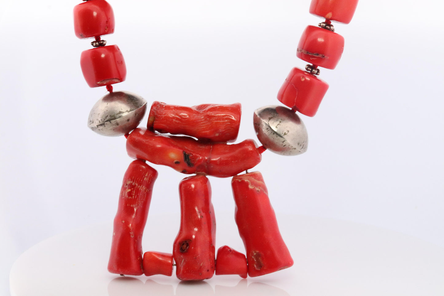 Sterling Silver RAW Coral Chunky Necklace