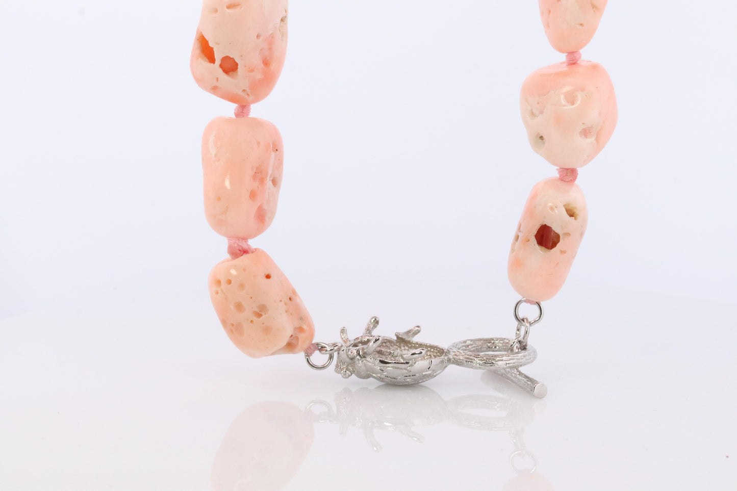 Sterling Silver RAW Bulky Coral Necklace