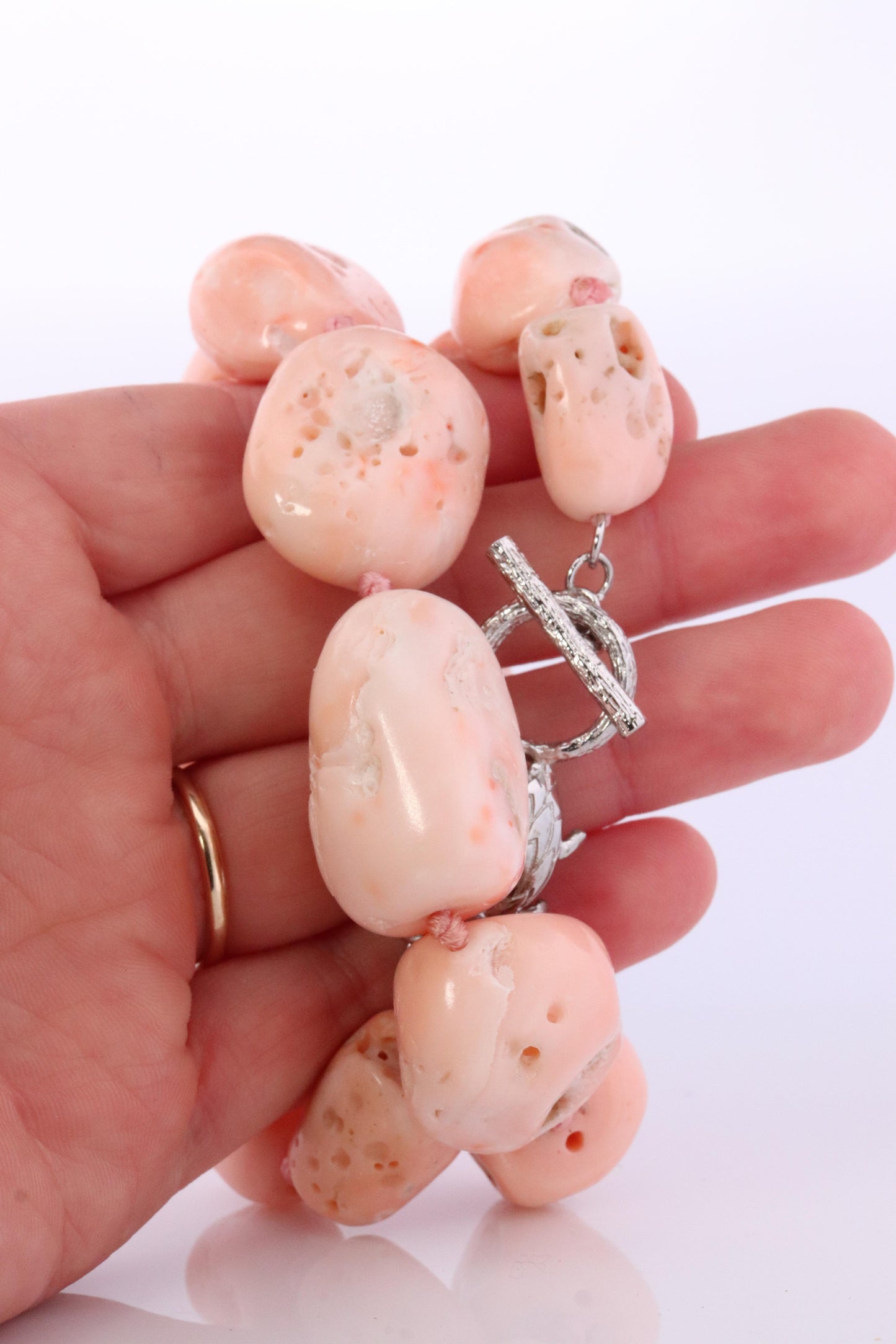 Sterling Silver RAW Bulky Coral Necklace
