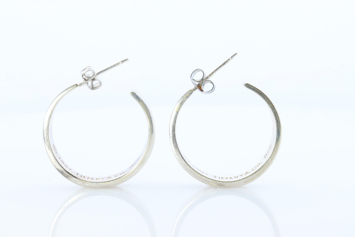 Tiffany & Co. Earrings. 1837 T and CO Hoops Sterling Silver 925 Earrings.