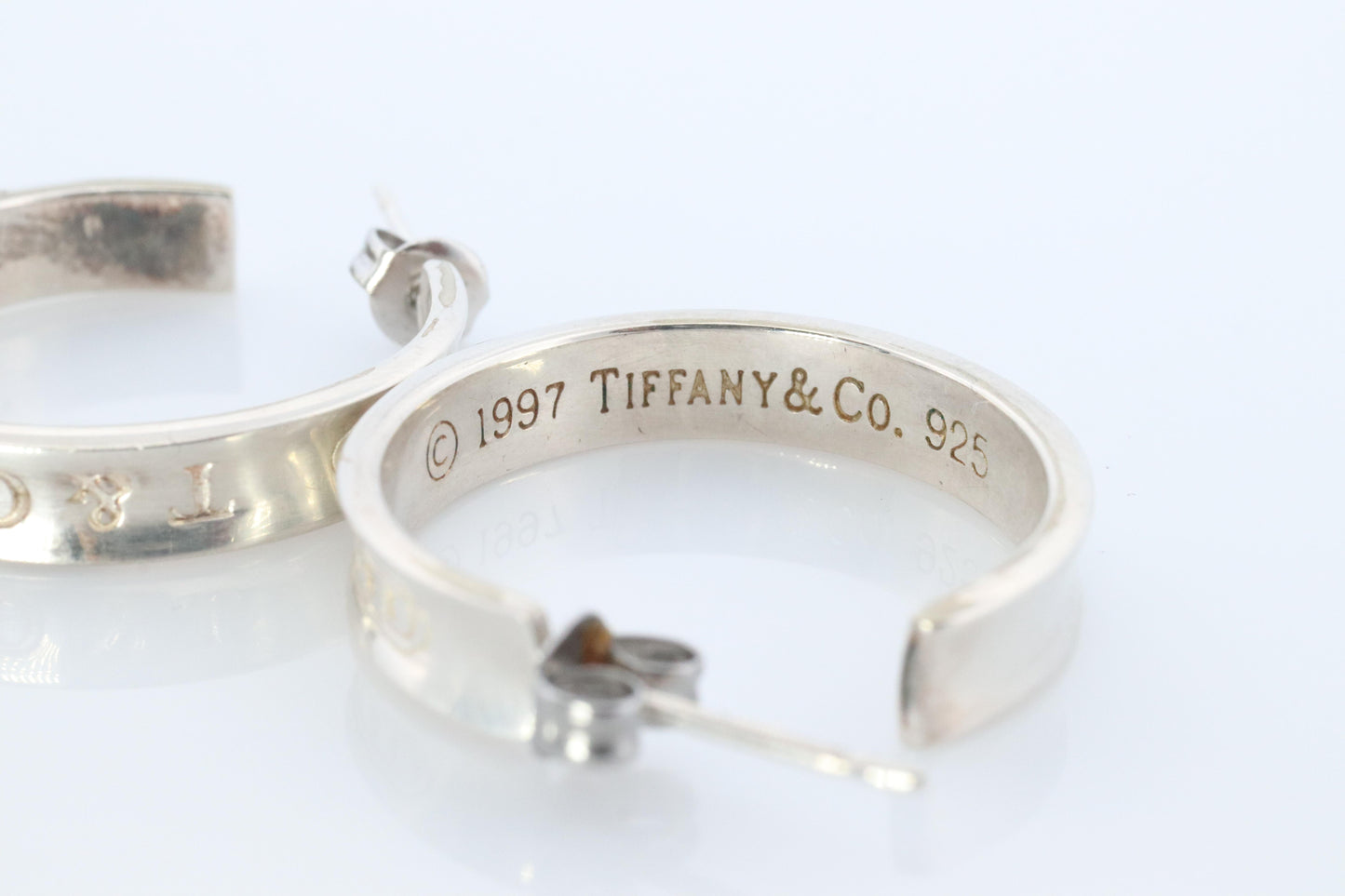 Tiffany & Co. Earrings. 1837 T and CO Hoops Sterling Silver 925 Earrings.