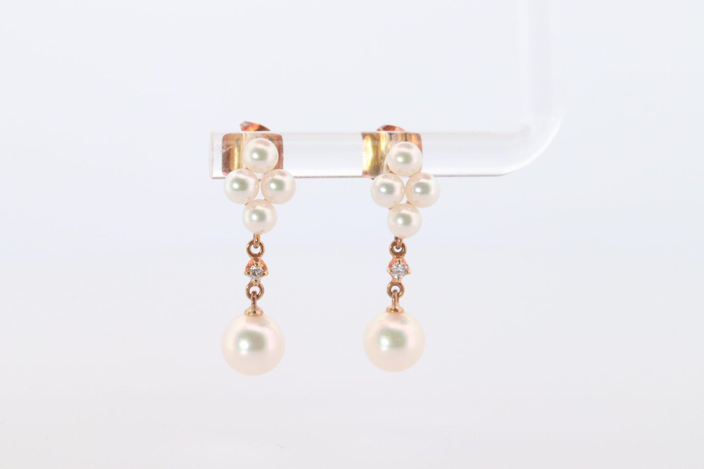 Mikimoto Earrings 18k Diamond Mikimoto Pearl Cluster Dangle Pierced Earrings