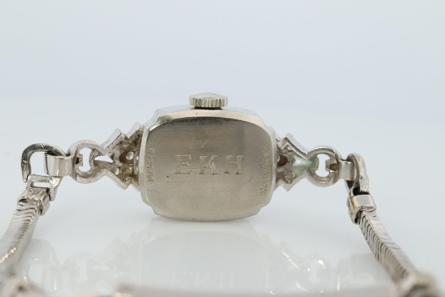 14k Hamilton Diamond Watch. Vintage Ladies Hamilton Classic String Wristwatch