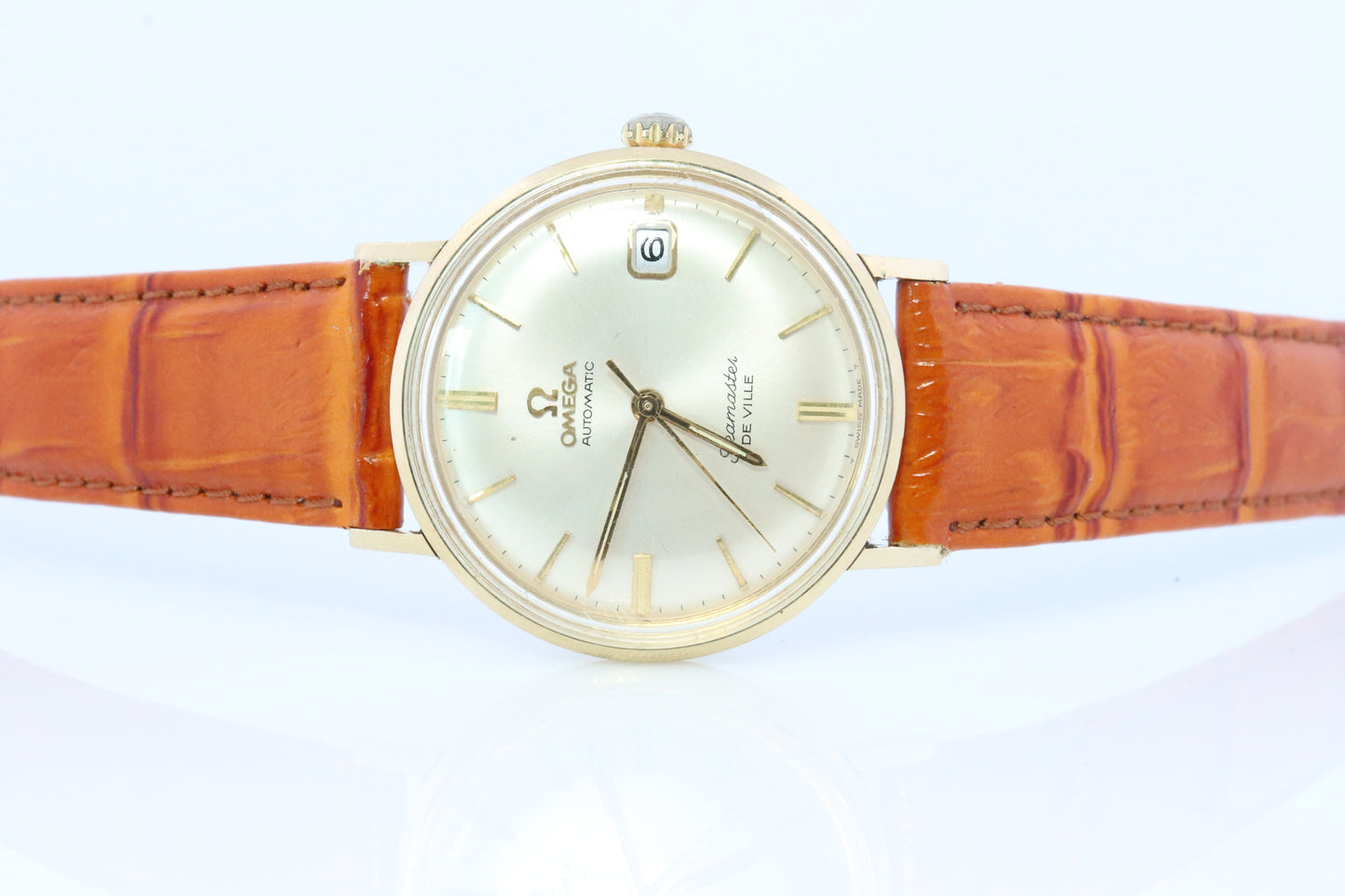 OMEGA Seamaster De Ville. 14k Yellow Gold Omega Automatic SEAMASTER DEVILLE. Mens Gold Watch. Date. (st368)