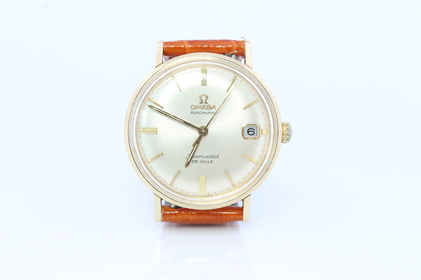 OMEGA Seamaster De Ville. 14k Yellow Gold Omega Automatic SEAMASTER DEVILLE. Mens Gold Watch. Date. (st368)
