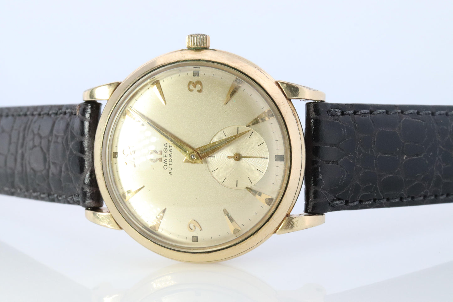 OMEGA Automatic Watch 14k GF Omega Automatic Hammer Bumper 1940s Mens Wristwatch