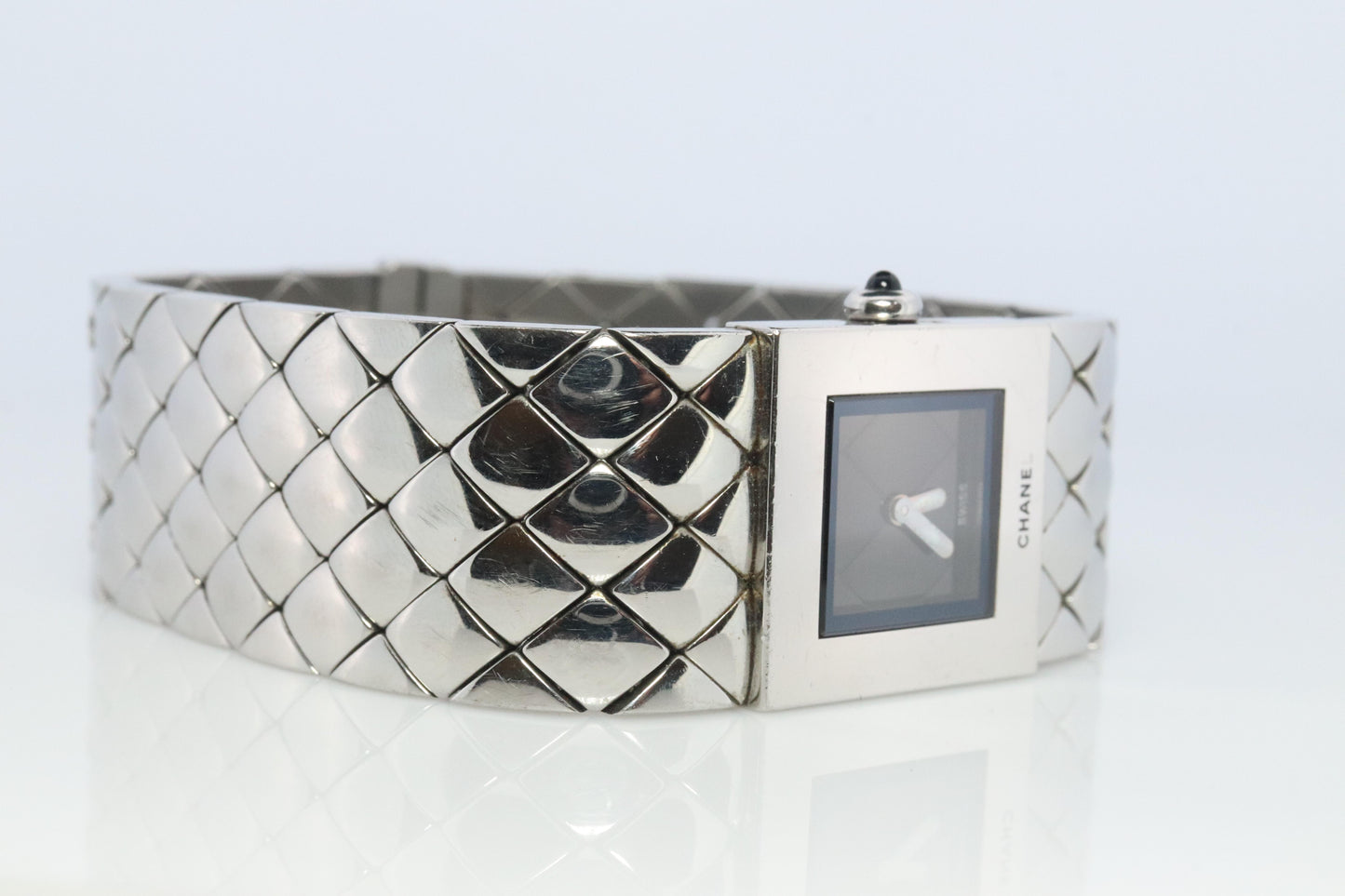 Chanel Watch. Genuine Matelasse Ladies Quartz Wristwatch Quilted Bracelet