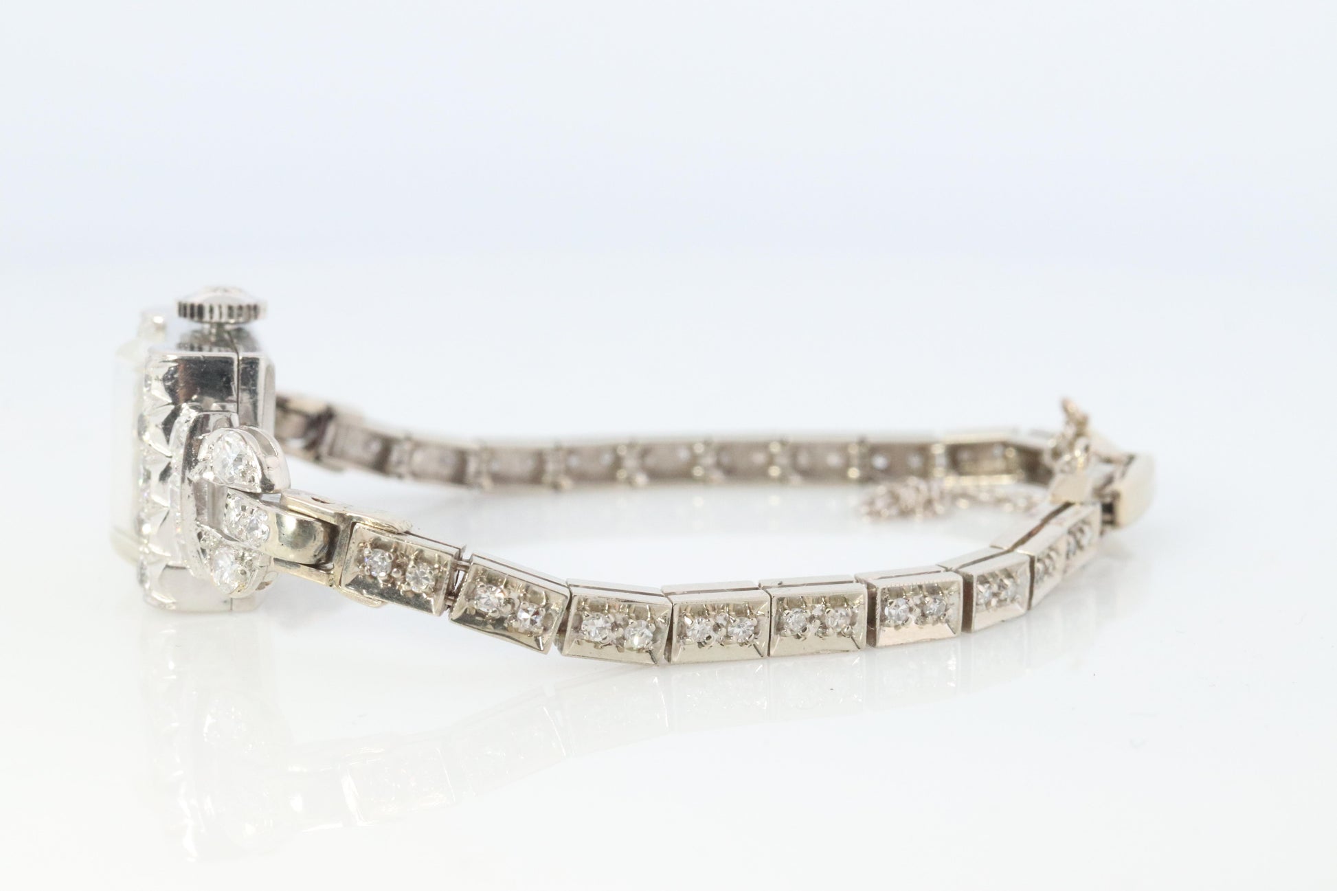 Hamilton 2.4CTW Diamond Watch. Vintage Ladies Hamilton Platinum and 14k WG.