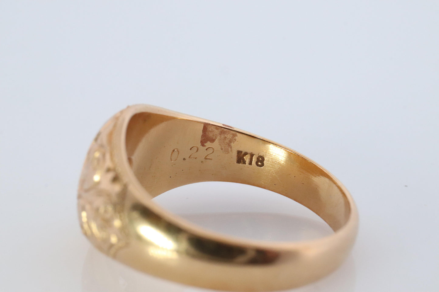 18k Round Genuine Diamond Solitaire Ring. Ornate Engraved Bezel Gypsy Shank.
