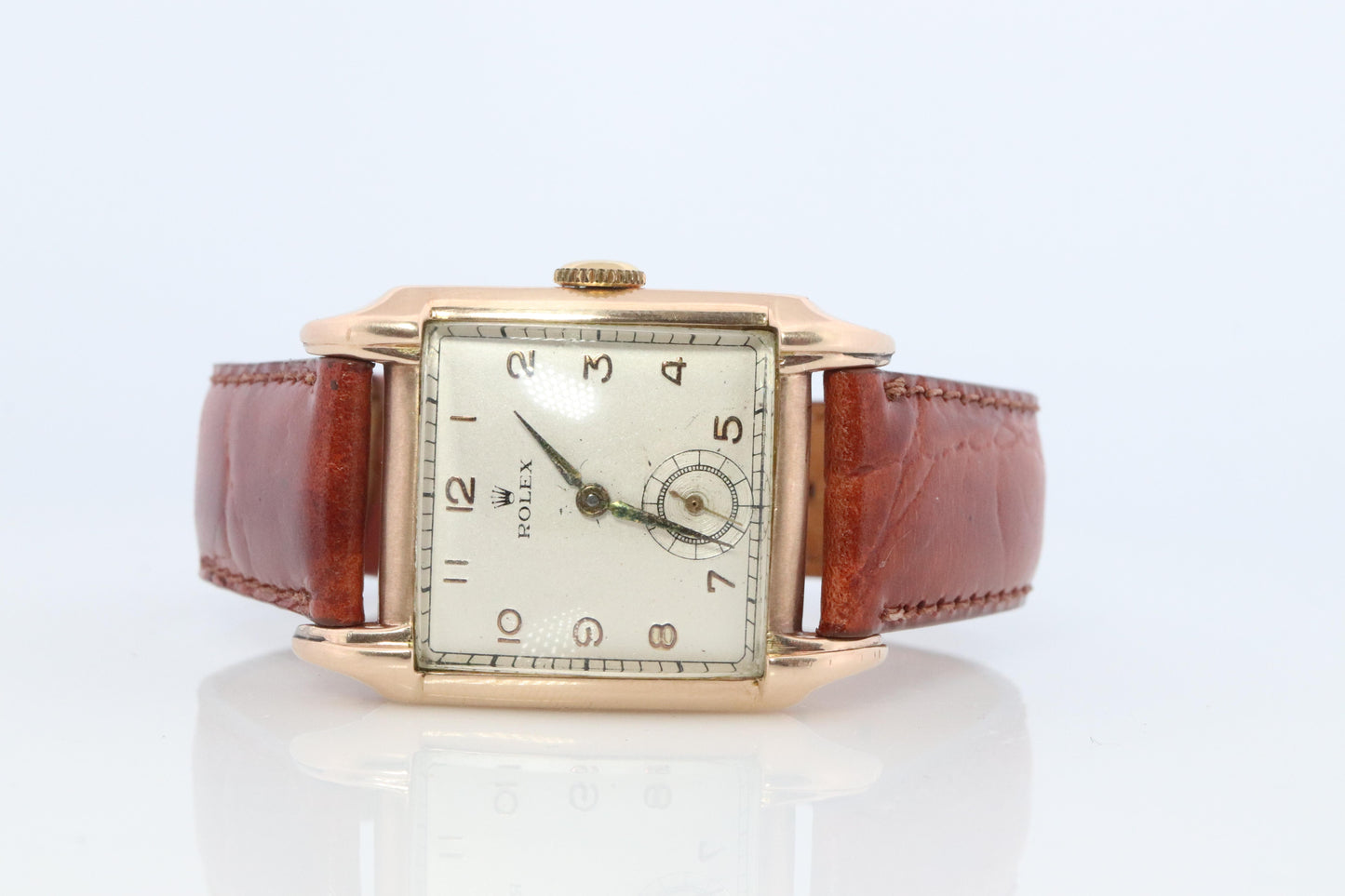 Vintage ROLEX Watch. 9k YG Rolex 4533 Square Tank Manual Wristwatch.