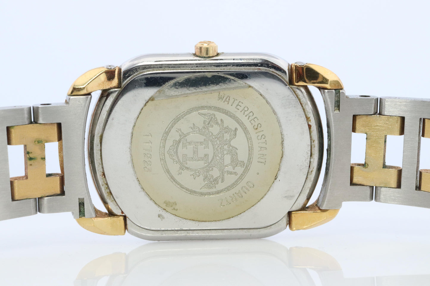 Genuine HERMES RALLYE XL Stainless Steel 25mm RA1.240 Quartz Watch Champagne.