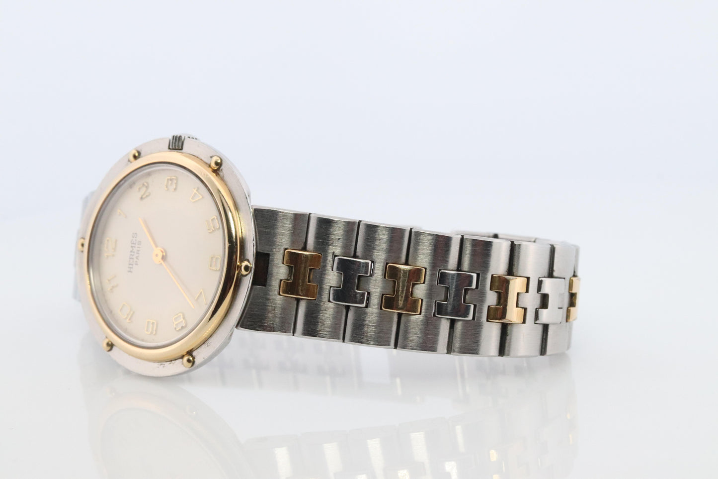Genuine HERMES Olympia SS 30mm Round Quartz Wrist Watch
