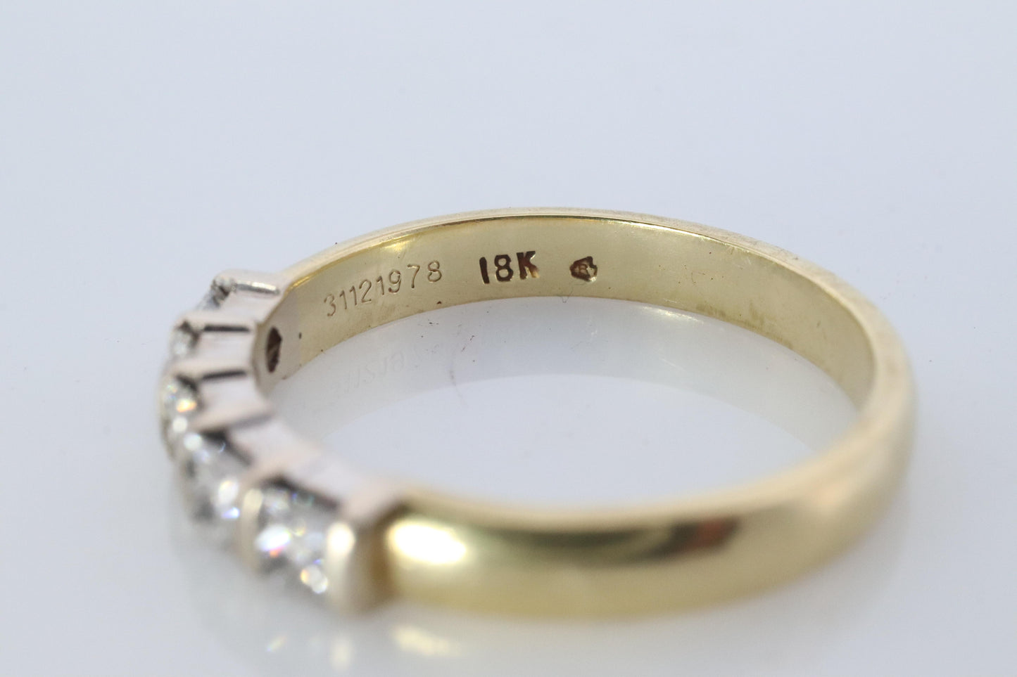 18K YG Princess Cut Diamond Anniversary Band. 18K Diamond Eternity Wedding Band