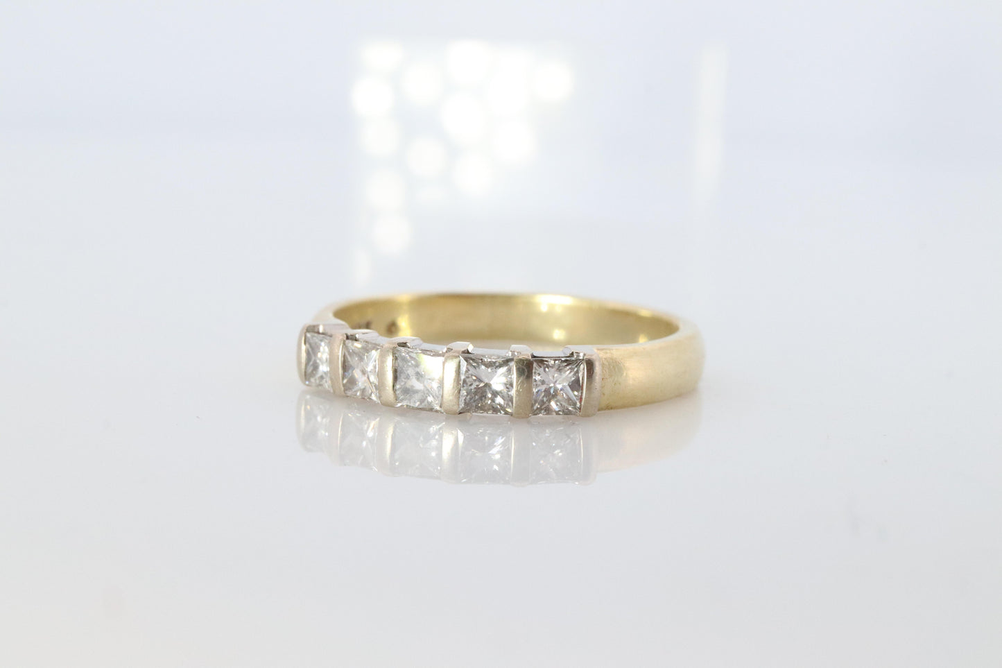 18K YG Princess Cut Diamond Anniversary Band. 18K Diamond Eternity Wedding Band