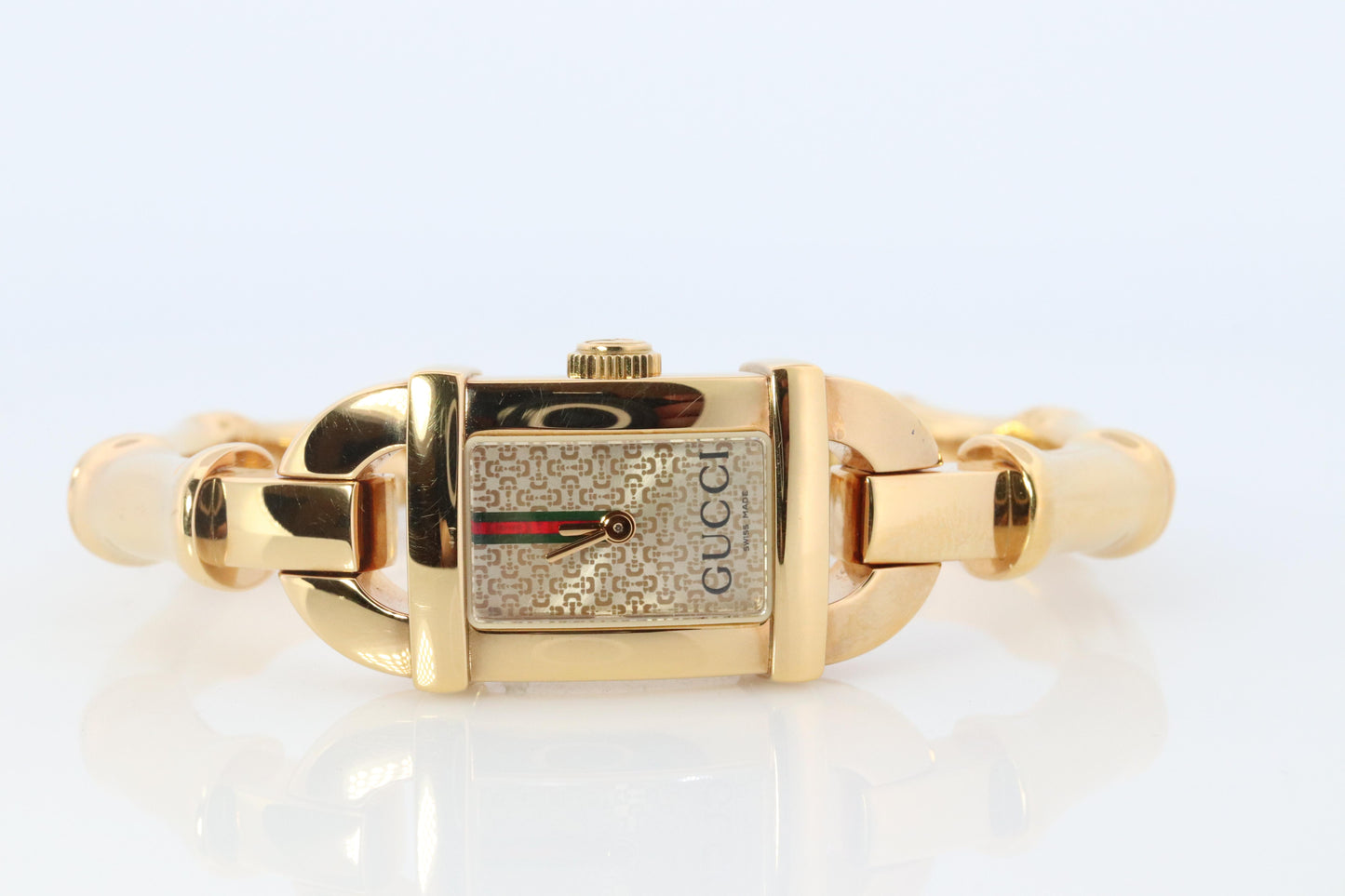 Vintage GUCCI Bangle 6800L Watch Gucci Ladies Bangle Gold Tone Bamboo Wristwatch
