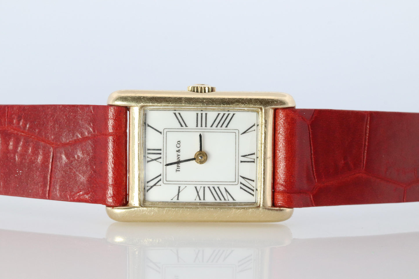 14k OMEGA x Tiffany & Co Tank Watch. 14k Yellow Manual Windup Omega