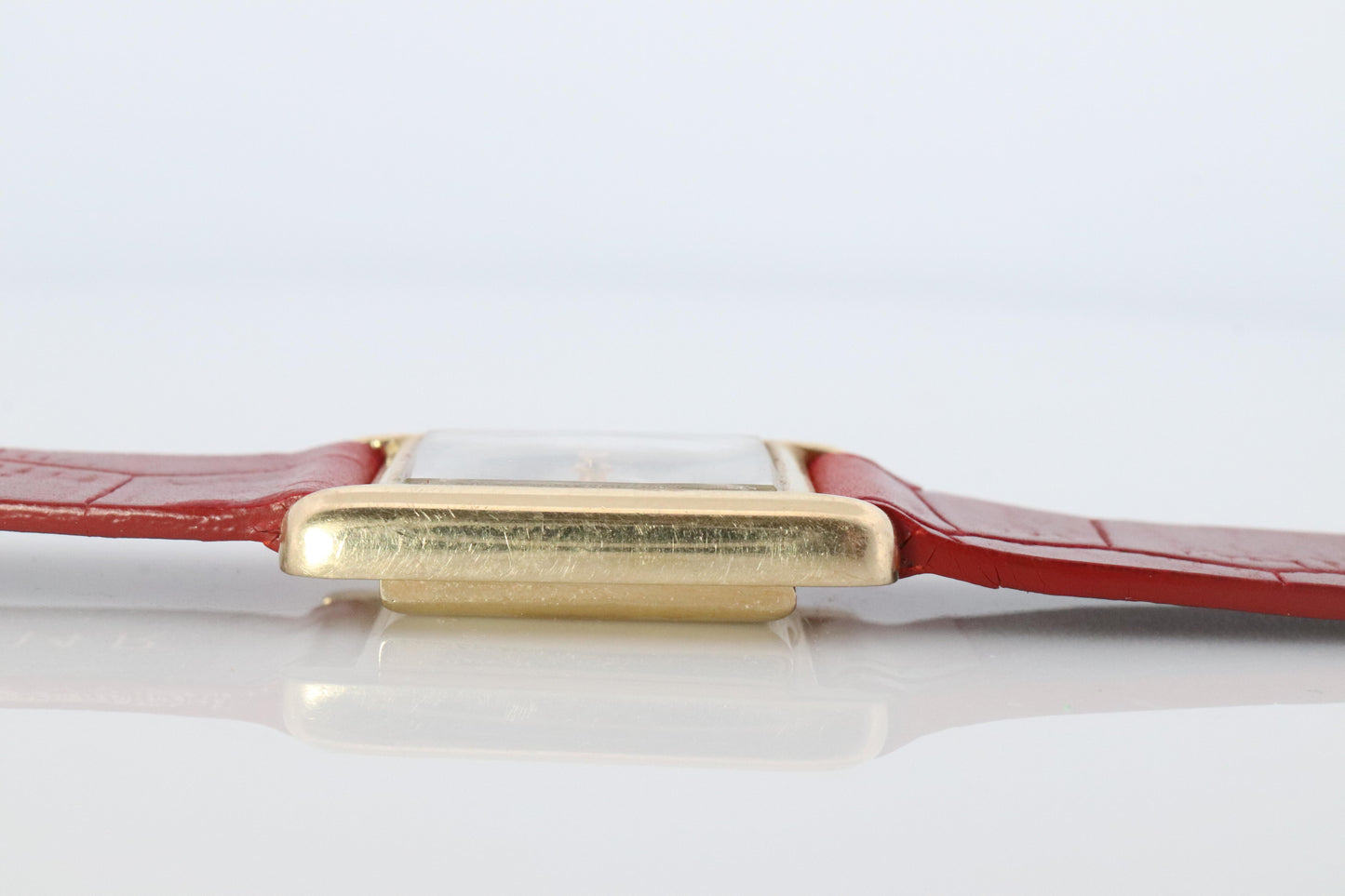 14k OMEGA x Tiffany & Co Tank Watch. 14k Yellow Manual Windup Omega