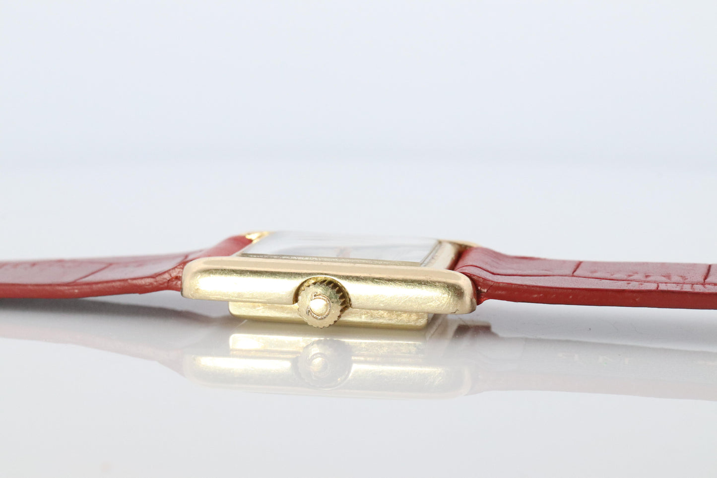 14k OMEGA x Tiffany & Co Tank Watch. 14k Yellow Manual Windup Omega