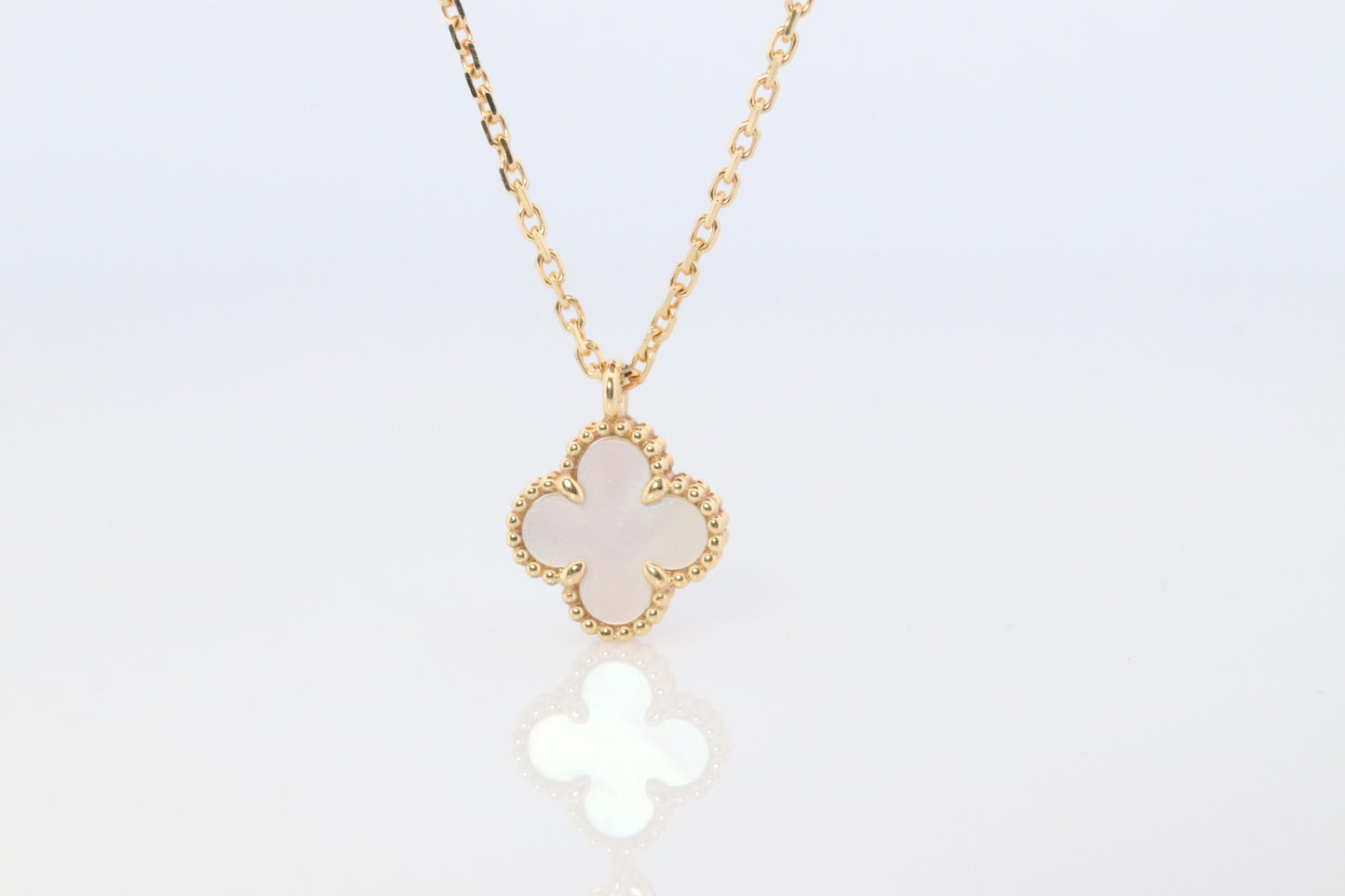 Van Cleef Arpels Alhambra Necklace . Genuine VCA 18k YG Mother of Pearl Pendant