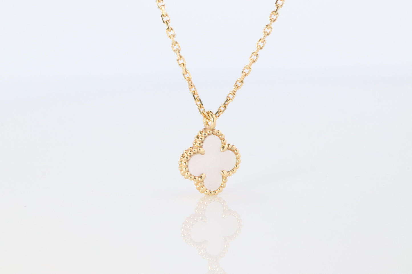 Van Cleef Arpels Alhambra Necklace . Genuine VCA 18k YG Mother of Pearl Pendant