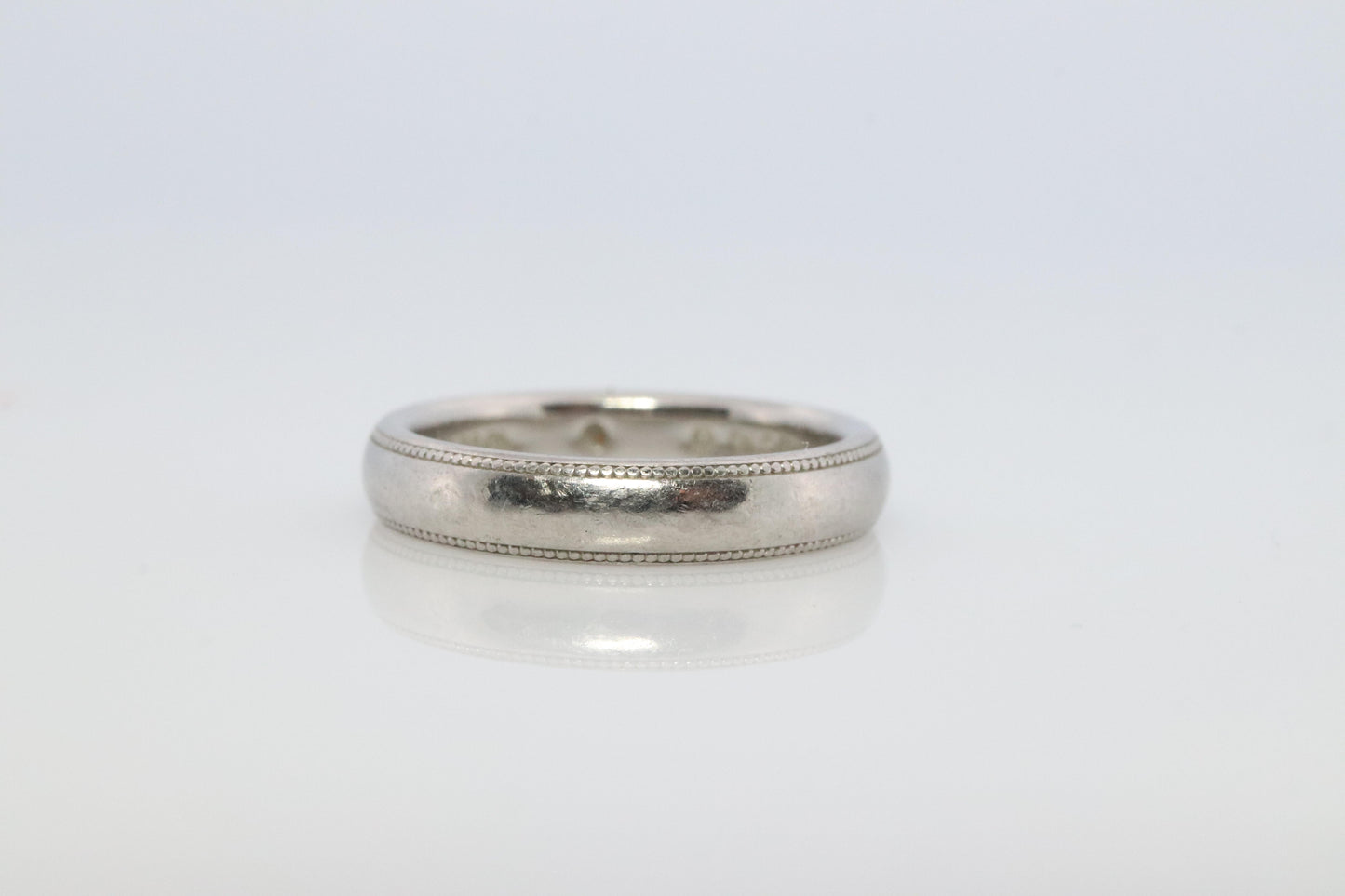 Mikimoto Milgrain Ring. Platinum Mikimoto Diamond Bezel Engraved PT950 Band