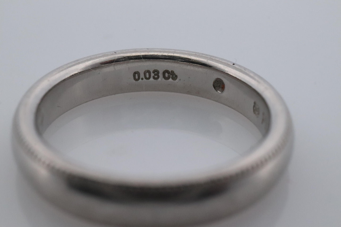 Mikimoto Milgrain Ring. Platinum Mikimoto Diamond Bezel Engraved PT950 Band