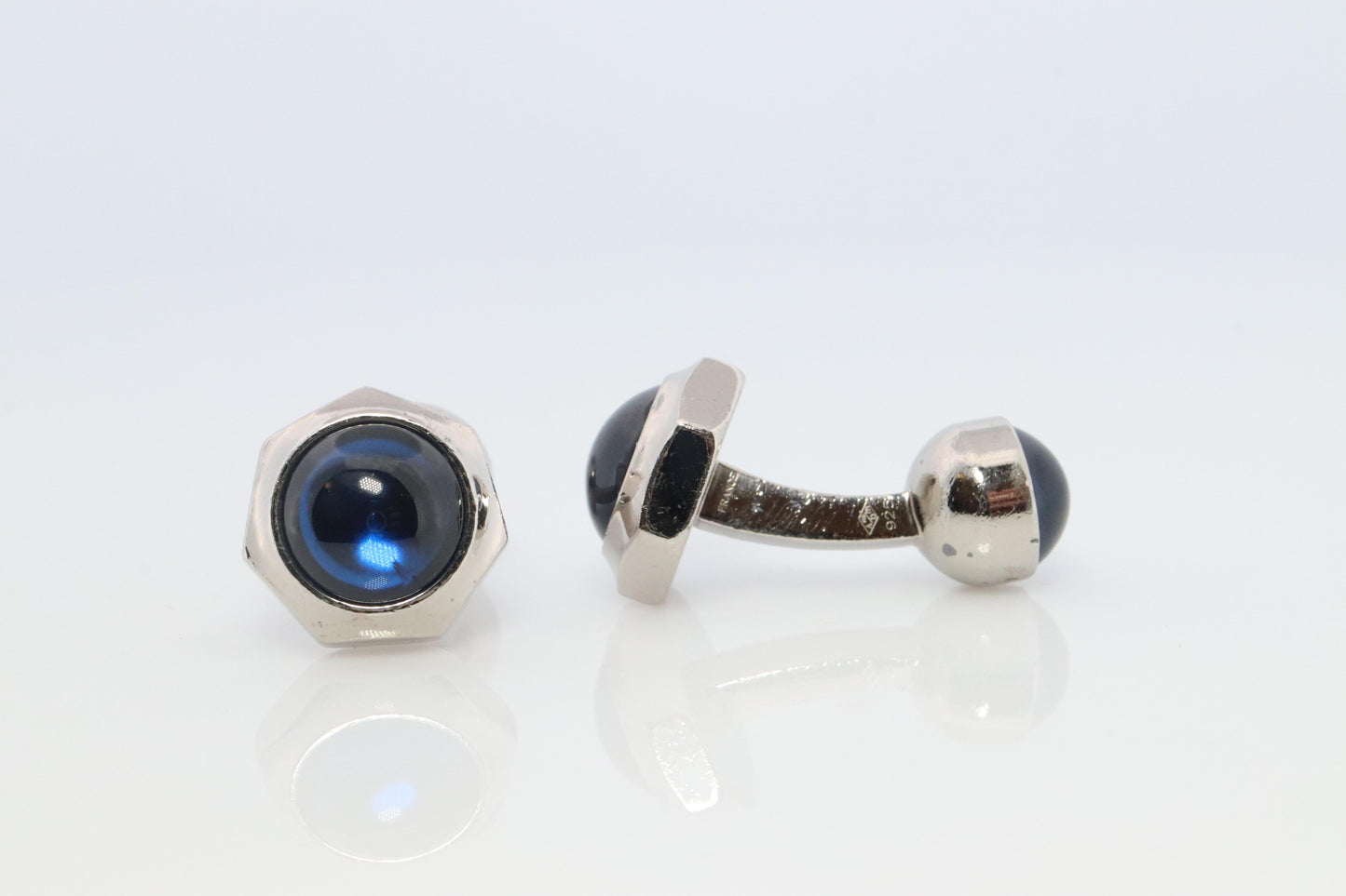 Cartier Santos Cufflinks Sterling Silver 925 Sapphire Cabochon Cartier Cufflinks